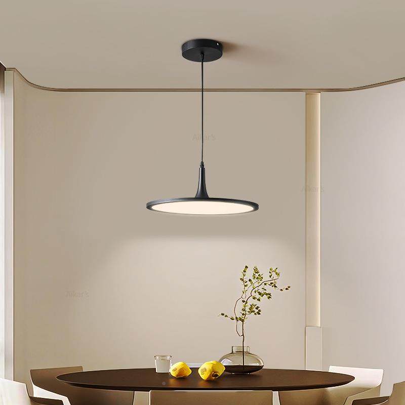 跨685境极简碟厅吊灯飞圆形超薄办餐公室现代简约护眼吧灯台灯书