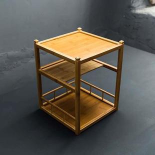 茶桌客厅摆件棚子竹制置物架房茶道收纳架架家居竹茶博架装饰柜茶