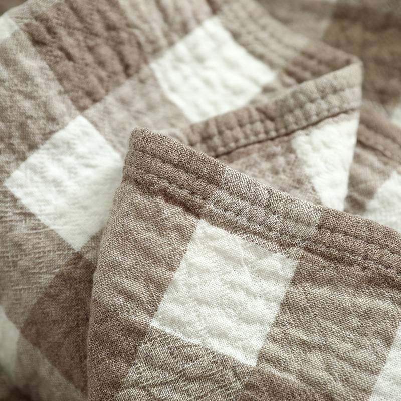 三层纱布日式格子沙发套罩巾盖布四季通用沙发垫盖毯毛巾毯