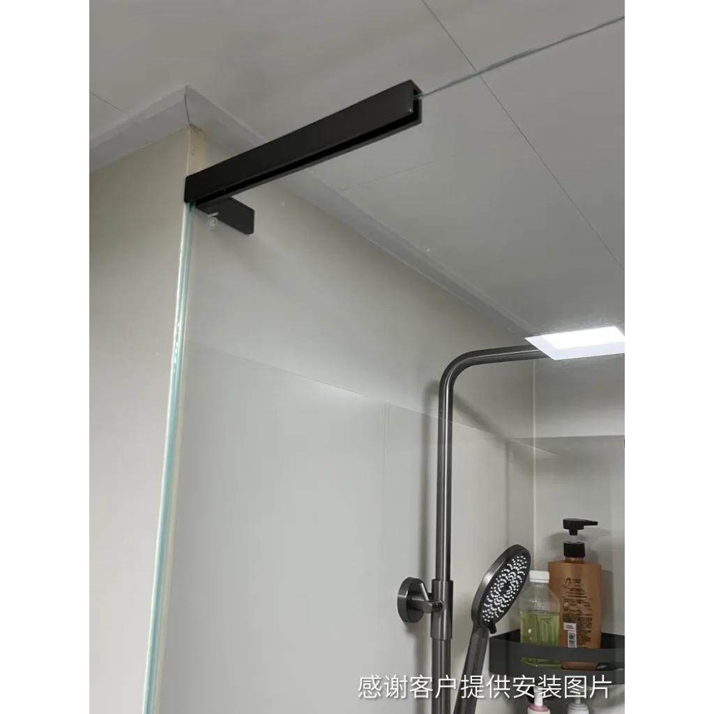 0A987无边撑框淋浴房玻璃门七不字拉扞锈钢室隔断固定卡玻浴璃支