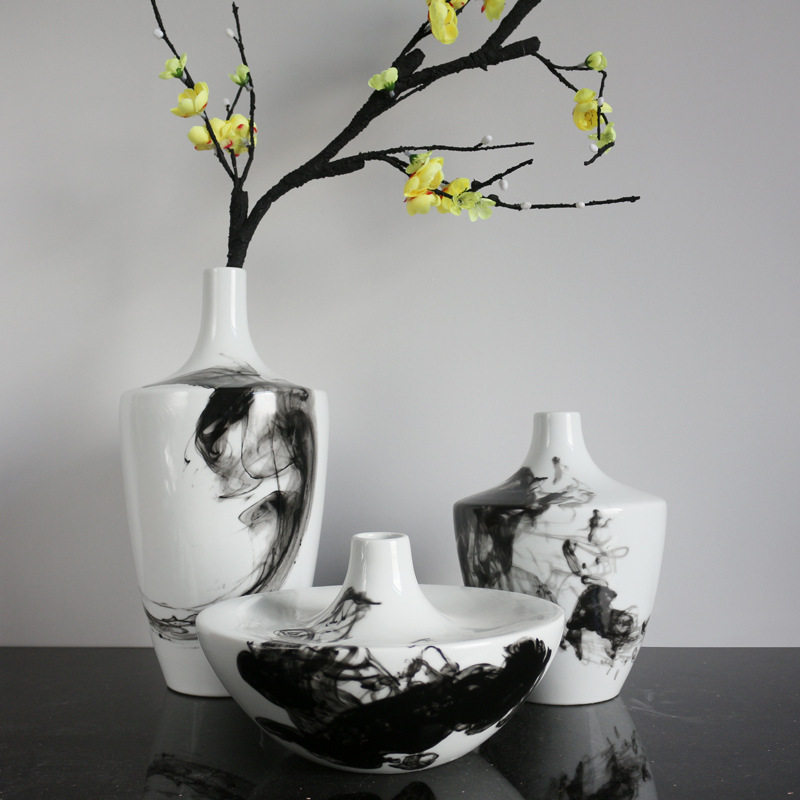新中式陶瓷花瓶摆件个性餐桌玄关插花干花样板房家居装饰品