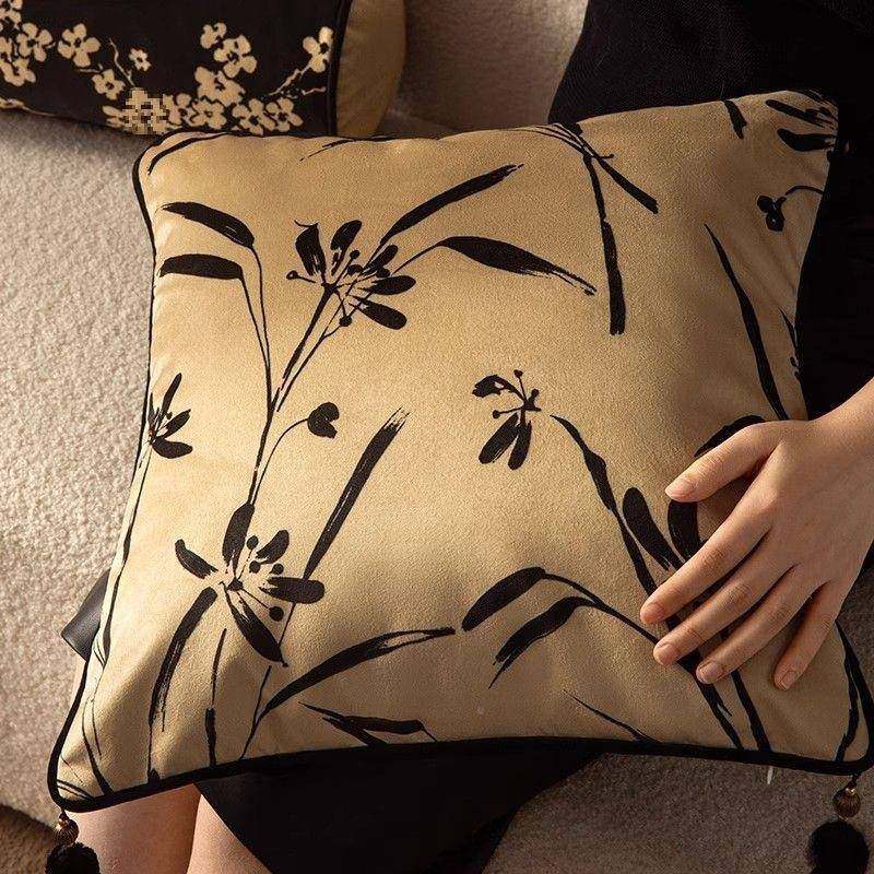 墨韵复古护轻奢抱枕沙客厅卧室床头枕腰沙发靠靠背垫长PDD10226条