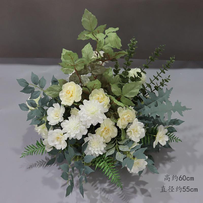新款婚庆森系路花S6790600球盆花礼婚舞引台绿白花堆花仿真花橱窗