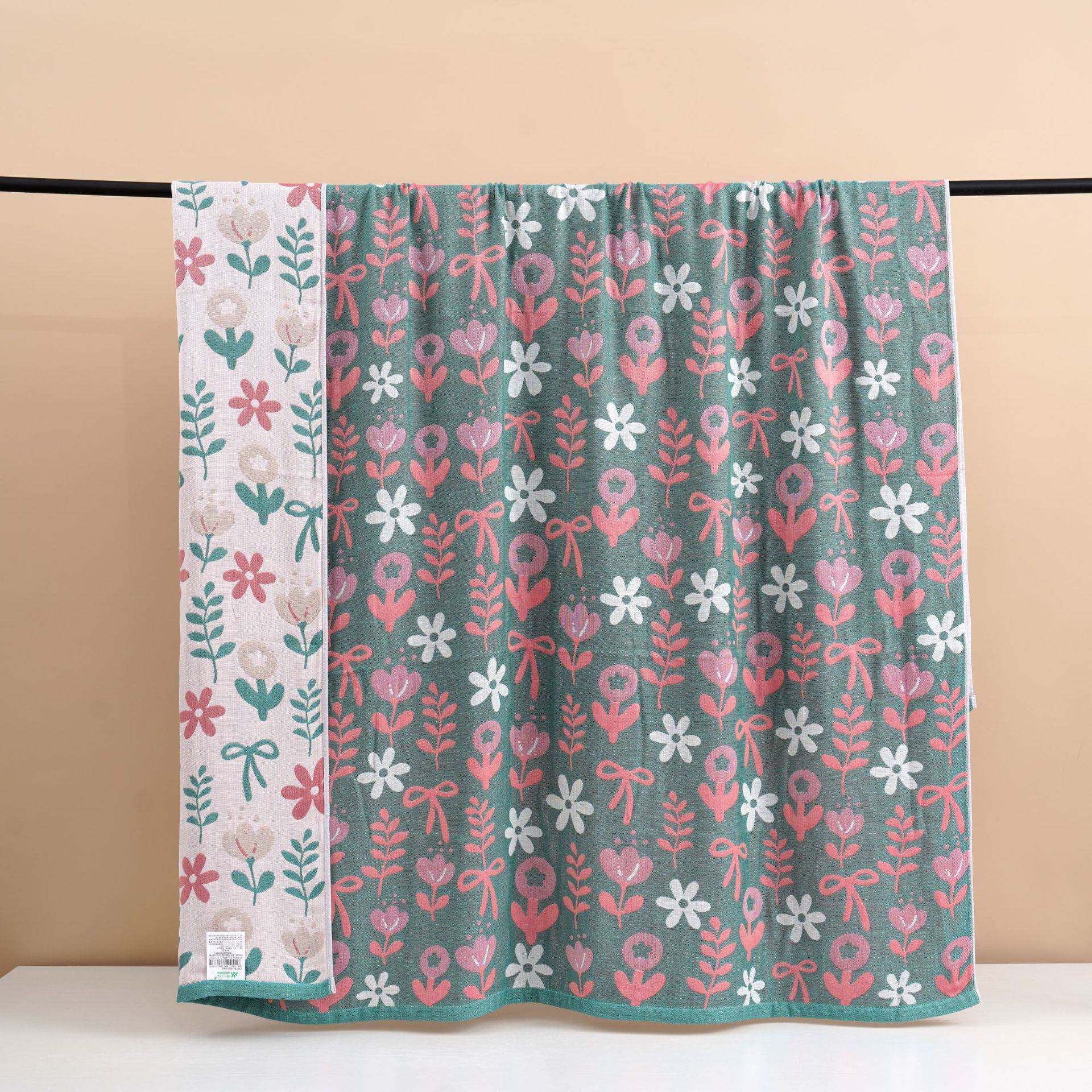 新款夏天被子单人夏凉被竹纤维三层32支股纱布提花毛巾被