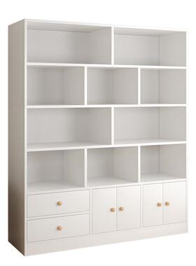 简易书墙架落CJF用地靠客厅置物架分层纳架储收物柜子一体简约家