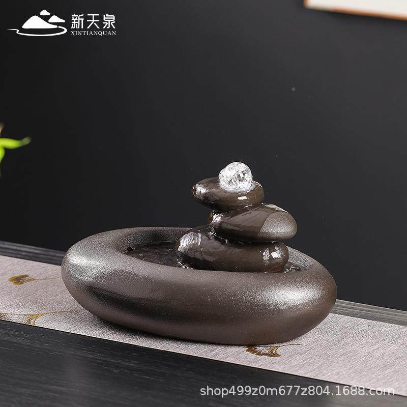 小型瓷球招财流水摆件件水循环现PWA代客陶厅电视柜桌面摆装饰,家居饰品,流水摆件,淘宝优惠券,粉丝福利购,淘宝优惠卷