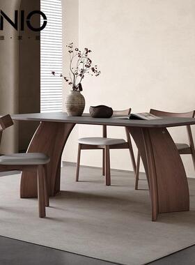 实岩餐桌木现代小简约户型餐桌椅RLW组合中板古风餐桌家用吃饭桌