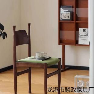 法式 实木设计师餐家用a305梳厅妆椅酒店靠背 复古餐椅冠椅冲中古款