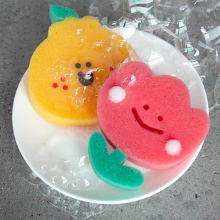 可爱双面清洁海绵擦原品生活洗碗巾百洁布日式卡通创意日用