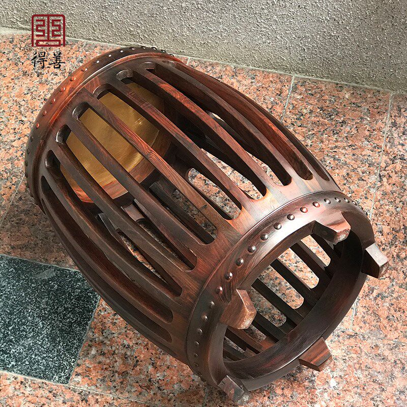 得善红木老挝大红k酸枝鼓凳圆鼓凳绣墩交趾黄檀中式实木客厅小凳