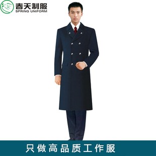 保安冬季毛呢大衣男中长款加厚外套物业门童酒店礼宾接待工作服