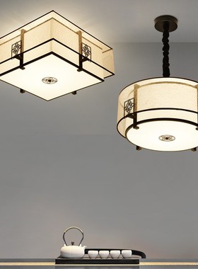 新中式吊灯卧室灯l圆形餐桌餐厅吊灯中国风仿古茶室包间火锅店吊