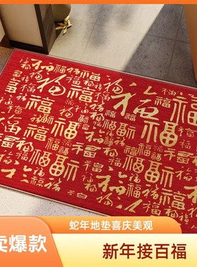 【下单立减50】2025新款蛇年红色喜庆家用地毯入户V门 防潮垫TH