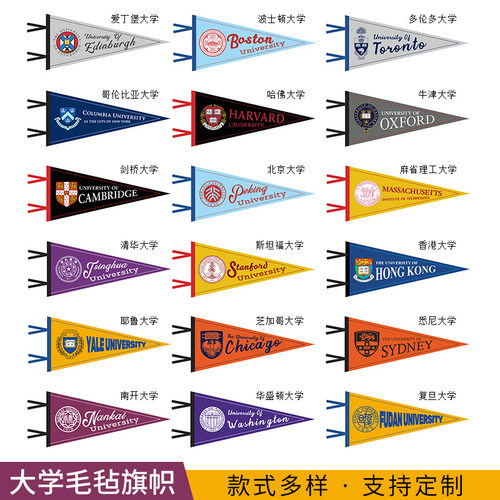 大学毛毡三角旗学校教室布置气氛风绳旗帜户外氛围旗挂旗旗子定制