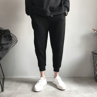 微跨宽松老爹裤 男潮冬韩版 九分休闲裤 加绒加厚束脚松紧腰小脚修身