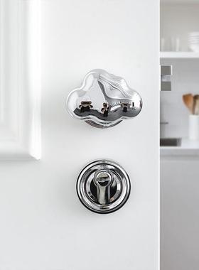 INDOORS原创法式简约银色黄铜卫生间门锁静音家用球形锁具门把手