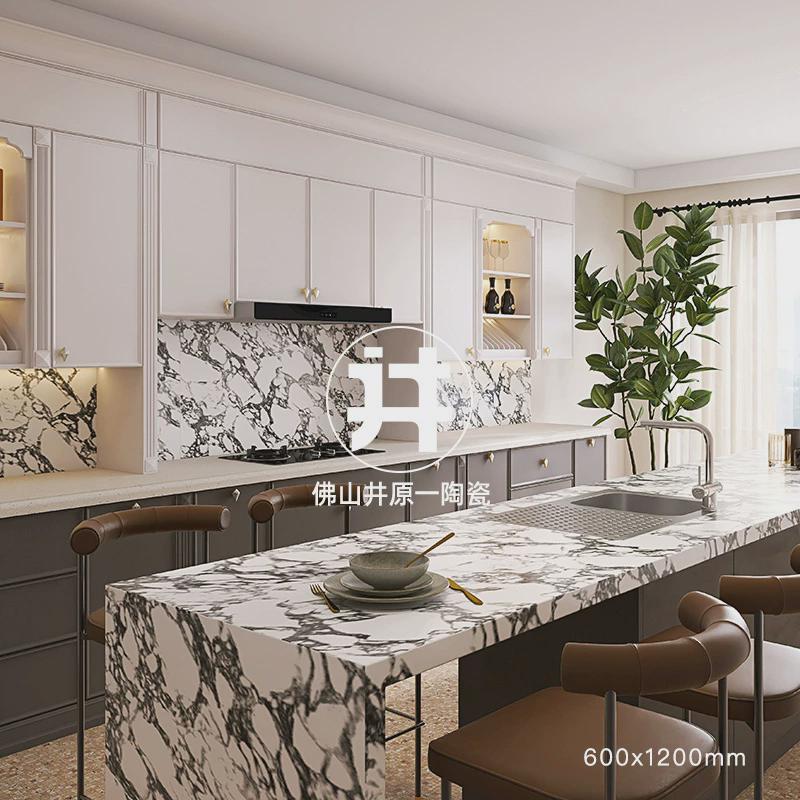 轻奢寒江雪大理石瓷砖p浴室卫生间柔光墙砖别墅民宿厨房客餐厅地