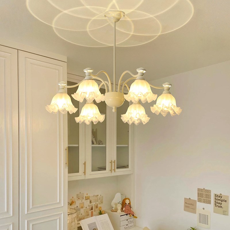 法式花朵客厅吊灯轻奢复古奶油风卧室灯创意光影氛围W主灯中山灯