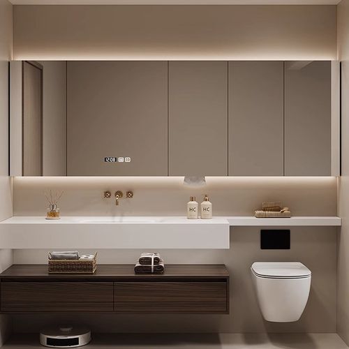 定制浴室智能镜柜k单独挂墙式卫生间加长收纳实木储物柜除雾氛围