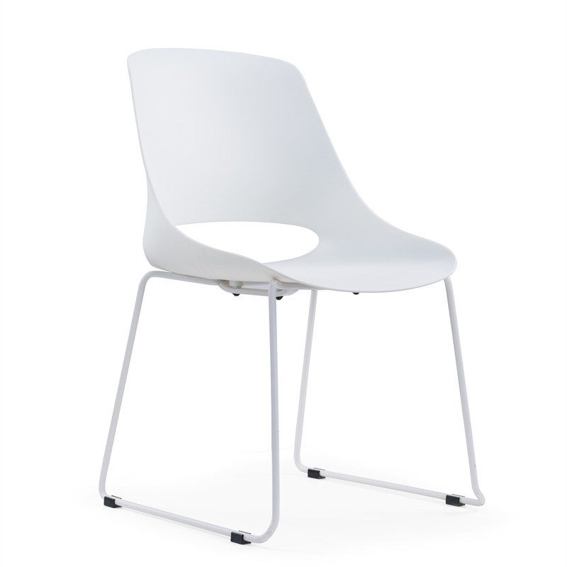 白色烤漆钢架g培训椅塑料靠背会议椅结实耐用洽谈椅商务接待前台