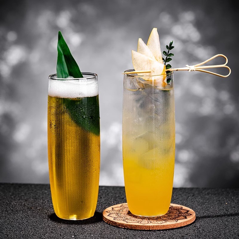 耐热玻璃杯条纹椰风杯创意冷萃茶E杯调酒杯鸡尾酒杯长饮杯咖啡杯