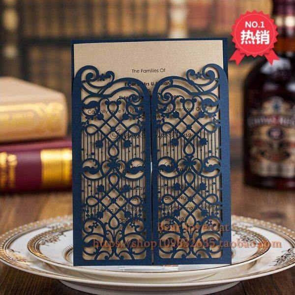 出口欧式结婚请柬 创意镂空喜帖 商务邀请函贺卡请帖可定制 30张