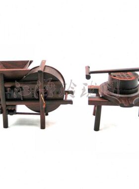 红木模型工艺品书房摆件风车石磨实木礼品 木雕创意家居桌面饰品