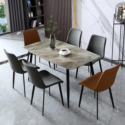 意式极简风岩板餐桌长方形多功能餐桌椅组合家用小户型简约饭桌