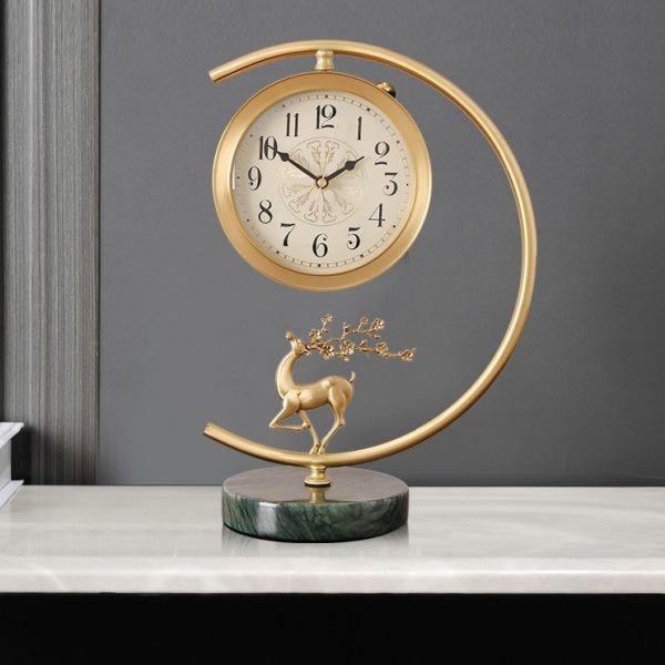 月牙台式座钟新中式轻奢客厅时尚创意复古摆件时钟静音欧式石英钟,家居饰品,座钟,淘宝优惠券,粉丝福利购,淘宝优惠卷