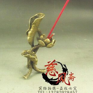 纯铜 荷叶莲花小摆件复古小摆件仿古铜雕件