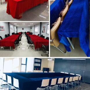 定制会议桌布加厚金丝绒面料展会布料台布红色绒布红布新车揭幕布