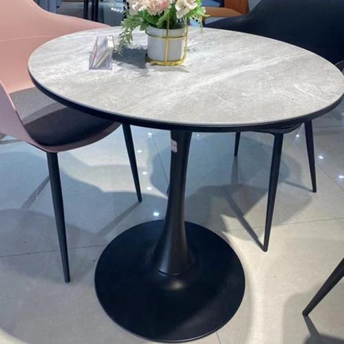 北欧伊姆斯阳台小圆桌郁金香白色会客圆桌休闲烤漆展厅接待洽谈桌