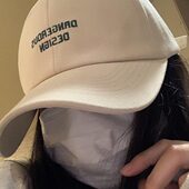 大帽檐鸭舌帽字母棒球帽女春夏百搭刺绣显脸小宽弯檐鸭舌帽子男潮