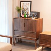 北美黑胡桃全实木床头柜收纳柜边柜柜子储物多功能简易北欧现代