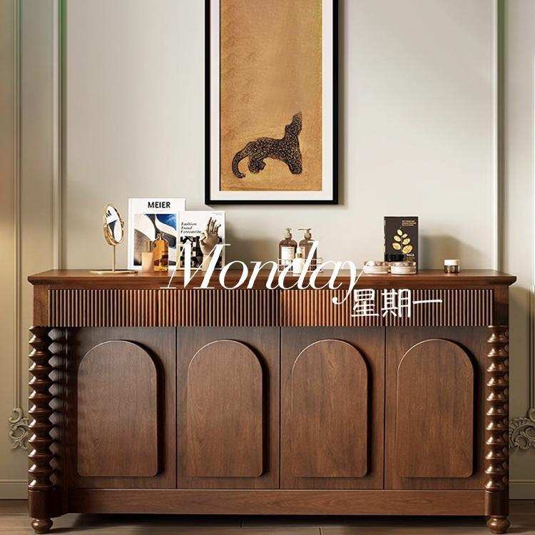 中古原木餐边柜罗马柱复古储物柜原木风入户柜可/家具