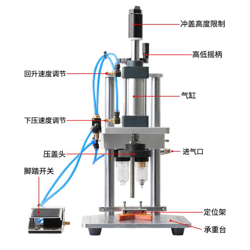 半自动纯气动拍盖机 塑料瓶酱油醋瓶香麻油花生油桶瓶盖压盖机