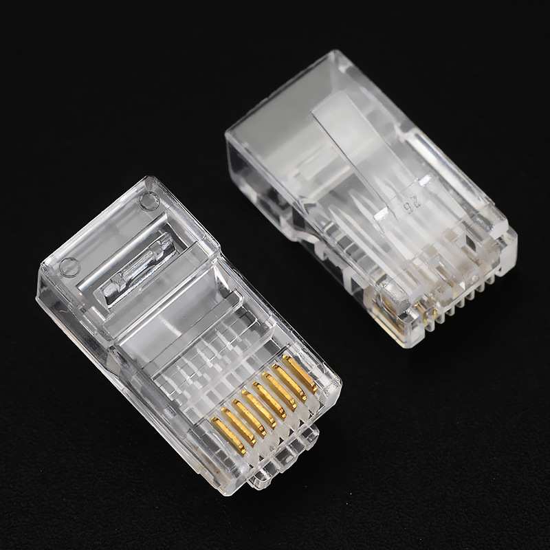 科博超六类RJ45 通孔 8P8C 穿孔式cat6 非屏蔽电脑纯铜镀金水晶头