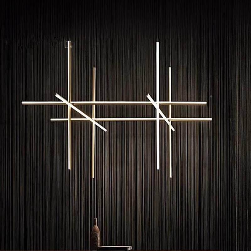 楼大利极挑空简1组合别墅客厅餐桌吊灯设意计师led现代线条梯间灯