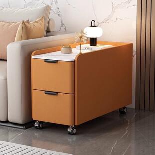 轻A04奢岩可板夹小边几客厅沙缝发0侧边柜移动3宽网红实木皮质储