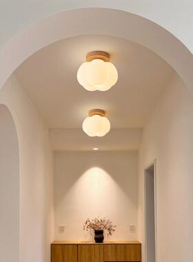 木棉花过道原灯l实ed木色奶油风走882白廊入户玄关门厅中古风吸顶