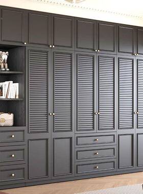 中风黑色JJH衣柜家用古暗黑系经典复型古美式室小户成品大卧衣橱法式