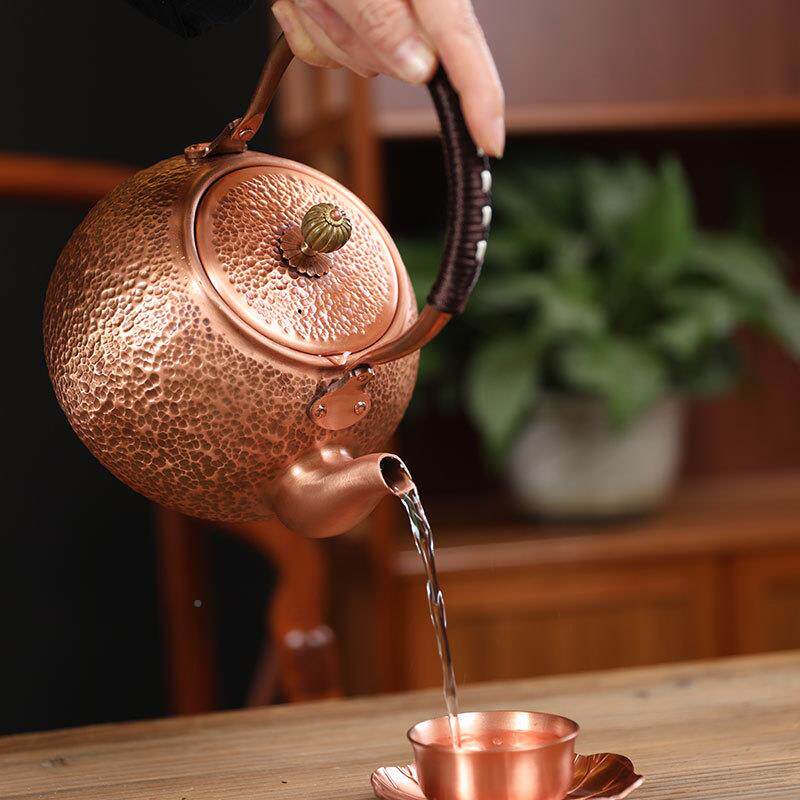 轻奢铜茶壶烧水壶煮茶壶手工纯紫铜茶壶红铜用沏家茶茶具电壶壶陶