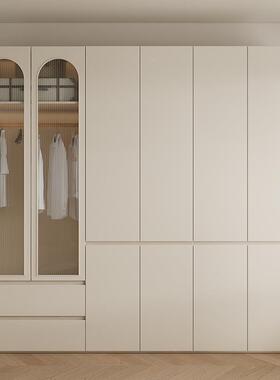 代奶油RVF风分段式免拉手衣现柜家用卧柜室60深大衣橱组合简顶约