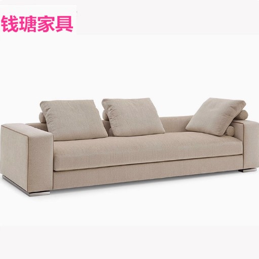 简约现代羽绒棉麻三人沙发法式乡村复古客厅家用亚麻布艺双人沙发