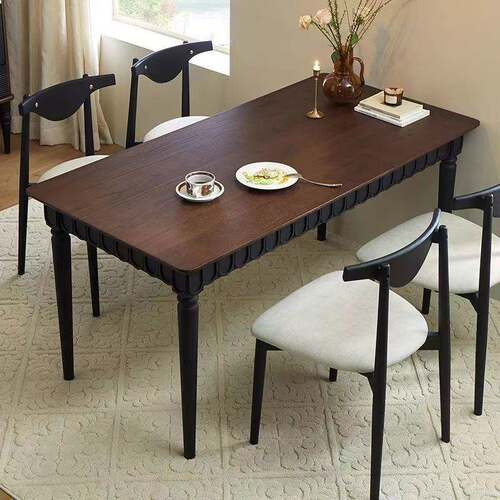 白蜡木桌中古风椅组合长方S-616形书桌两色用家黑用餐实木吃饭桌