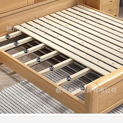 榉木实木床.m大311#床中式简约主卧8人家用双床1.5m工厂直销储物