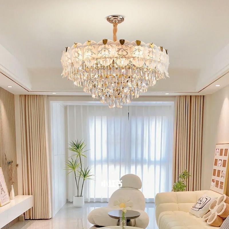 式奶风轻奢客厅水晶法吊灯油主卧室灯2灯025253年新款现代简约餐