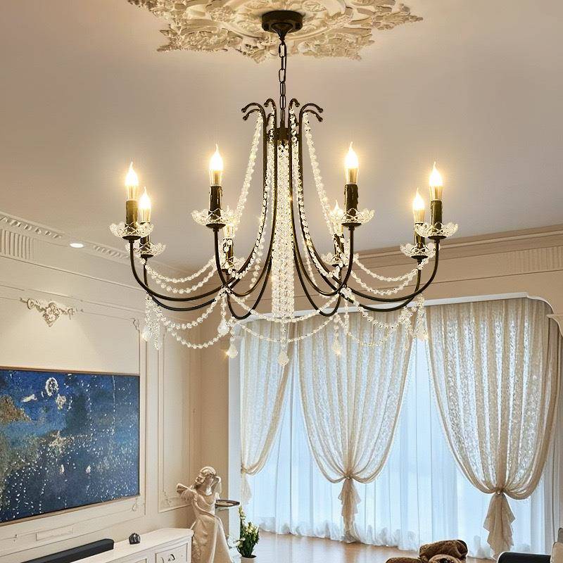 卧法263式复古水晶客厅主灯美式中古蜡烛餐厅主房别室公墅氛围感