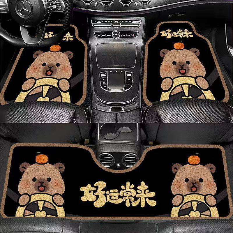 可爱汽车驾驶脚垫单片车内丝圈可水洗耐脏汽车垫卡通刮泥蹭土垫子