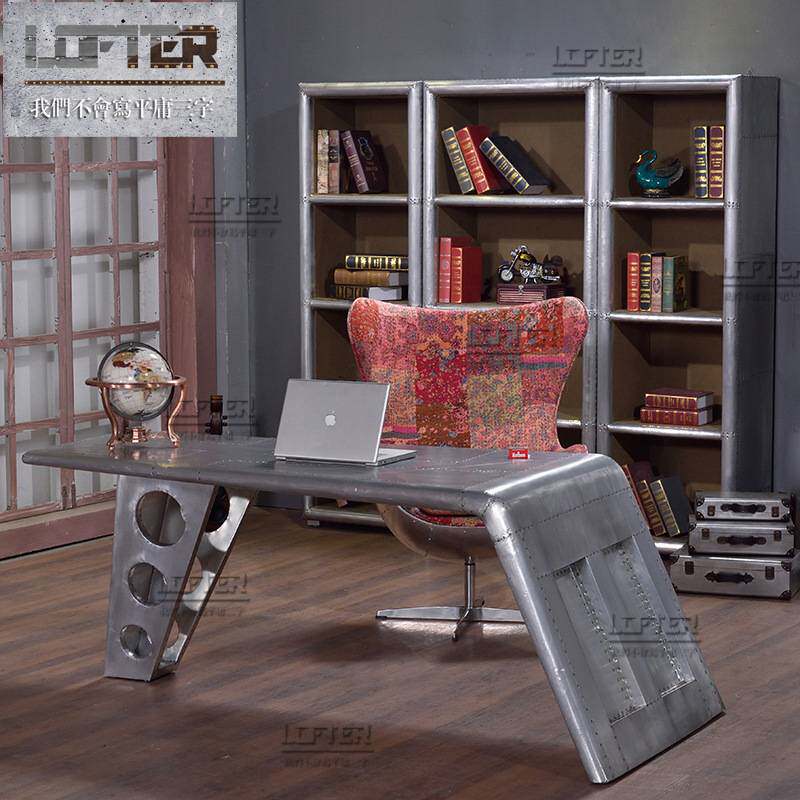 铝皮铆钉组合书柜后现代主义家具LOFT工业风复古做旧个性书柜
